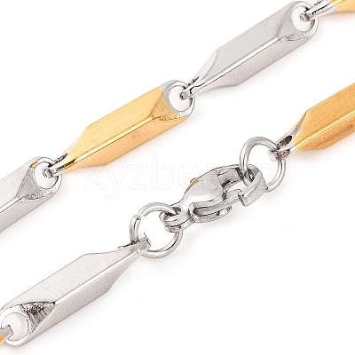 304 Stainless Steel Rectangle Link Chain Necklaces for Women NJEW-G140-05GP-1
