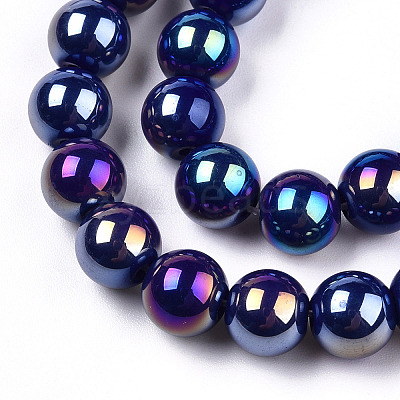 Electroplate Opaque Glass Beads Strands LS-GLAA-T032-P8mm-AB03-1