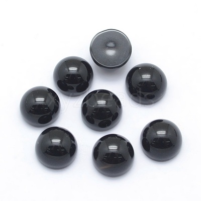 Natural Dyed & Heated Black Agate Cabochons X-G-P393-R02-6mm-1