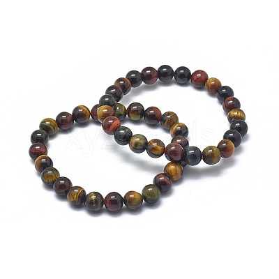 Natural Tiger Eye Bead Stretch Bracelets BJEW-K212-B-005-1