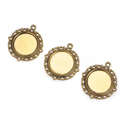Zinc Alloy Pendant Settings for Cabochon & Rhinestone PALLOY-A15290-AG-FF-1