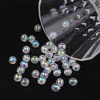 Faceted Eco-Friendly Transparent Acrylic Round Beads X-TACR-K001-8mm-22-1