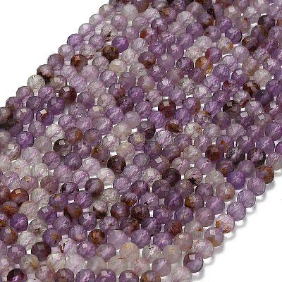Natural Purple Phantom Quartz/Purple Lodolite Quartz Beads Strands G-L661-A01-5mm-1