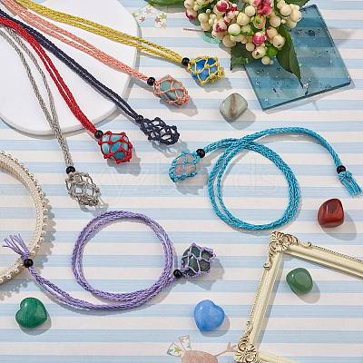 Braided Waxed Cotton Thread Cords Macrame Pouch Necklace Making AJEW-SW00022-13-1