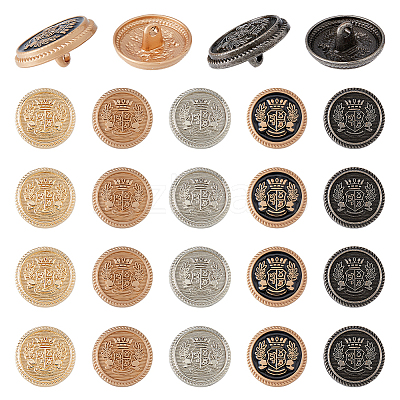 40Pcs 5 Styles 1-Hole Alloy Shank Buttons FIND-DC0005-77A-1