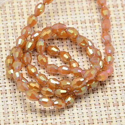 Electroplate Glass Beads Strands EGLA-J013-4X6mm-F05-1