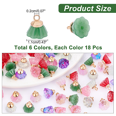 108Pcs 6 Styles Imitation Jade & Transparent Spray Painted Glass Charms GLAA-CA0001-39-1