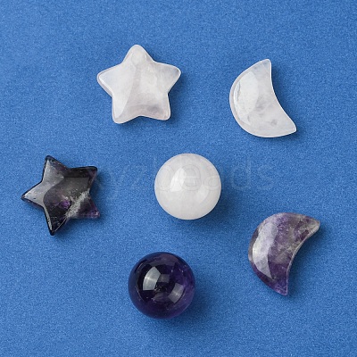 Natural Gemstone Healing Moon & Star & Round Ornaments AJEW-FS0001-12B-1