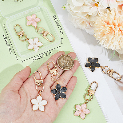 6Pcs 3 Colors Flower Alloy Enamel Pendant Decorations KEYC-BBC0001-02-1