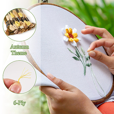 22 Bundles 22 Colors Autumn Themed Polyester Embroidery Floss OCOR-TA0002-80-1