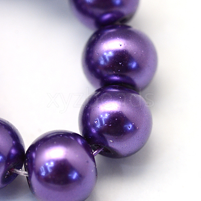Baking Paint Pearlized Glass Pearl Round Bead Strands HY-Q003-10mm-76-1