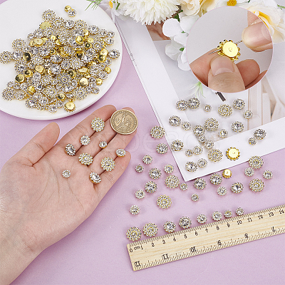 200PCS 4 Style Flower Alloy Glass Sew on Rhinestone FIND-FG0004-40G-1