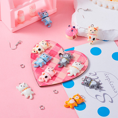 DIY Cat Shaped Resin Dangle Earring Making Kit DIY-TA0009-93-1