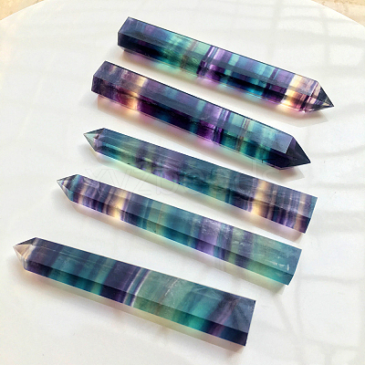 Natural Colorful Fluorite Pointed Prism Bar Home Display Decoration G-PW0007-098C-1