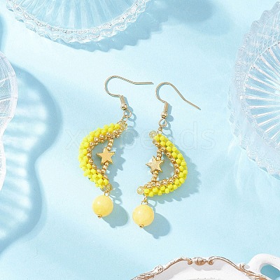 Natural Mashan Jade Dangle Earrings EJEW-MZ00544-02-1