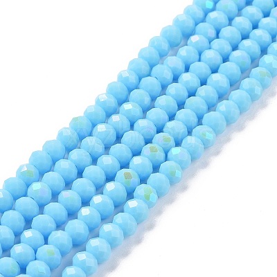 Electroplate Opaque Solid Color Glass Beads Strands EGLA-A034-P10mm-L11-1