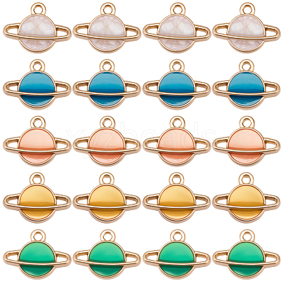 30Pcs 5 Colors Alloy Enamel Pendants ENAM-BM0001-34-1