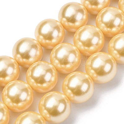 Electroplated Shell Pearl Beads Strands BSHE-G041-16mm-01-1