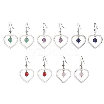 Natural Mixed Gemstone Dangle Earrings EJEW-JE05478-1