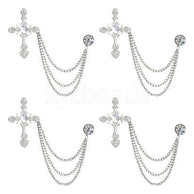 Cross Alloy Rhinestone Lapel Pin Backs JEWB-WH0051-057P-1