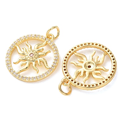 Brass Micro Pave Orange Cubic Zirconia Pendants CU-E003-16G-D-1
