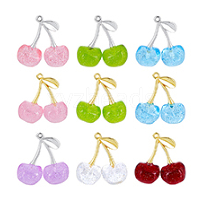 9Pcs 9 Colors Transparent Resin Pendants FIND-PH0026-92-1