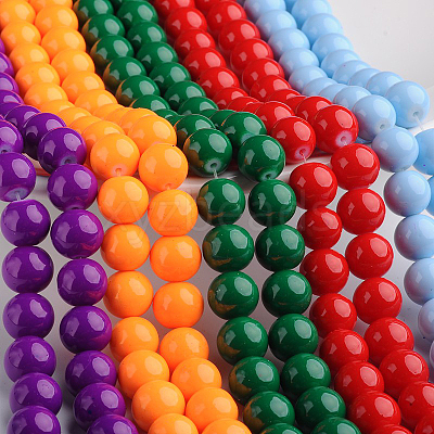 Painted Glass Bead Strands DGLA-S071-10mm-M-1