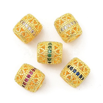 Brass Micro Pave Cubic Zirconia European Beads KK-P297-05G-1