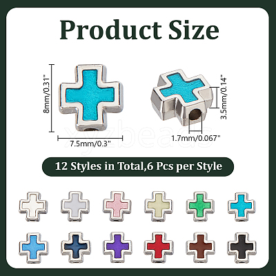 72Pcs 12 Colors Alloy Enamel Beads ENAM-HY0001-50-1