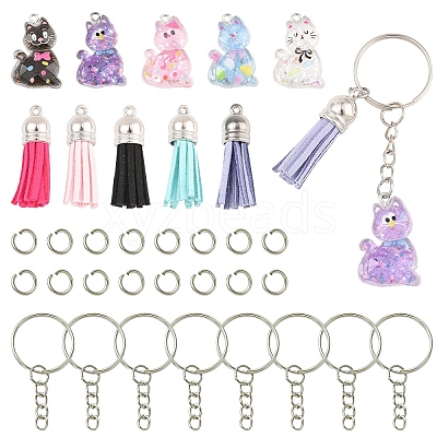 DIY Resin Cat Pendant Keychian Making Kits DIY-YW0013-16-1
