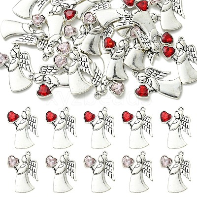 20Pcs 2 Colors Antique Silver Alloy Rhinestone Pendants FIND-YW0013-14-1
