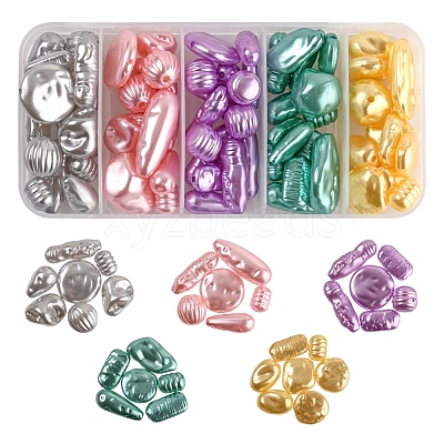 50g 5 Colors ABS Plastic Imitation Pearl Beads OACR-YW0001-24-1