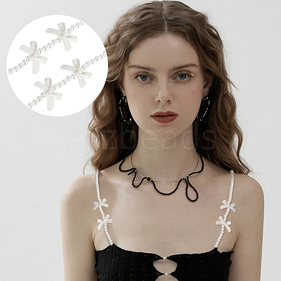 2Pcs Adjustable ABS Imitation Pearl Beaded Bag Straps DIY-AR0003-16C-1