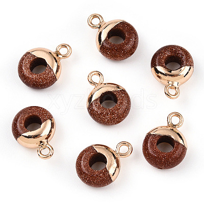 Synthetic Goldstone Flat Round/Donut Charms G-I347-02-1