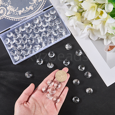 80Pcs Transparent Faceted Glass Connector Charms GLAA-SP0001-88D-01-1