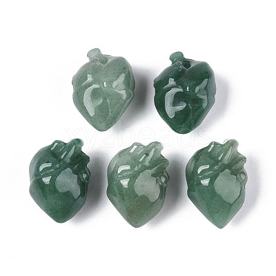 Natural Green Aventurine Heart Beads G-T144-04E-1