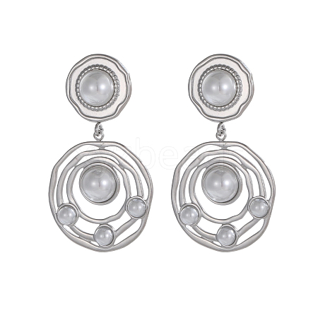 304 Stainless Steel Stud Dangle Earrings STAS-OY010-62P-1