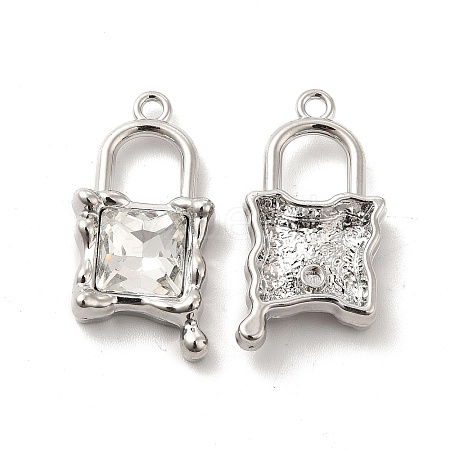 Glass Padlock Pendants PALLOY-E024-17P-02-1