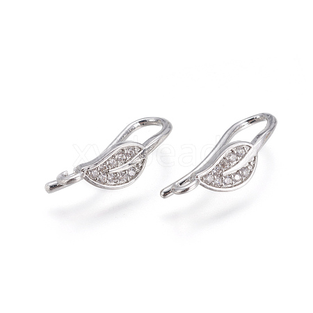 Brass Micro Pave Cubic Zirconia Earring Hooks X-KK-L177-38P-1