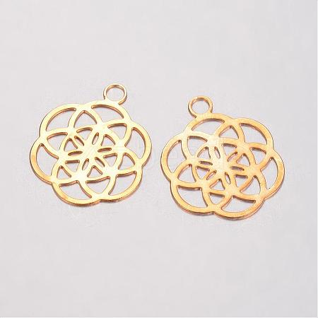 Brass Filigree Pendants KK-D522-02G-1