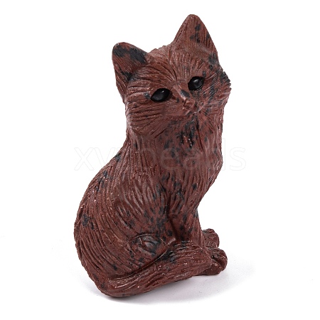 Natural Mahogany Obsidian Carved Fox Figurines Statues for Home Office Desktop Feng Shui Ornament G-Q172-14B-1