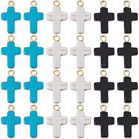 60Pcs 3 Colors Dyed Synthetic Turquoise Pendants FIND-BM0001-60B-1