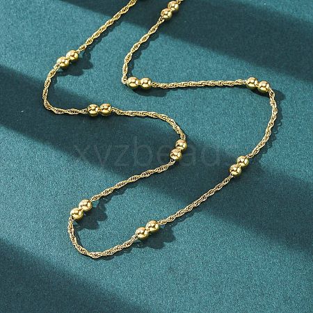 304 Stainless Steel Double Round Rope Chain Necklaces NJEW-C073-10G-1