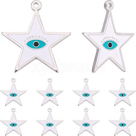  10Pcs 304 Stainless Steel Enamel Pendants STAS-NB0001-27-1