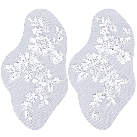 Flower Polyester Embroidery Sew on Appliques PATC-WH0012-32C-1