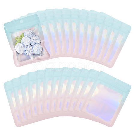 40Pcs Rectangle Glitter Holographic Plastic Resealable Packaging Bags ABAG-TA0001-97B-03-1