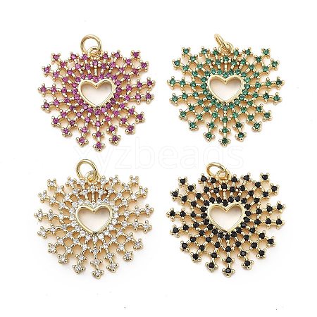 Brass Micro Pave Cubic Zirconia Pendants KK-Q006-35G-M-1