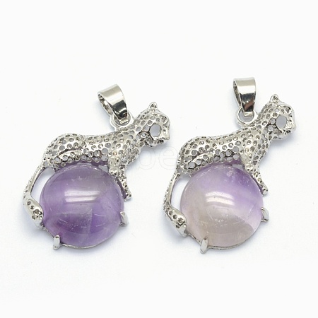 Natural Amethyst Pendants KK-E757-C-08P-1