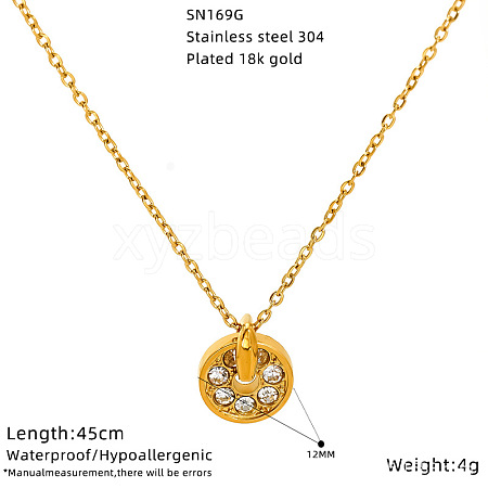 304 Stainless Steel Pave Clear Cubic Zirconia Pendant Necklaces for Women WG4D1A8-02-1
