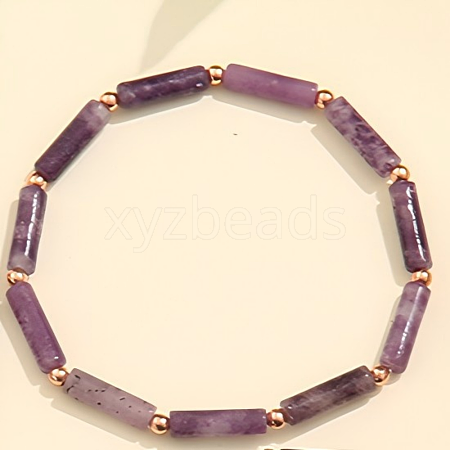 Column Natural Amethyst Beads Stretch Bracelets for Women Men TJ6393-8-1